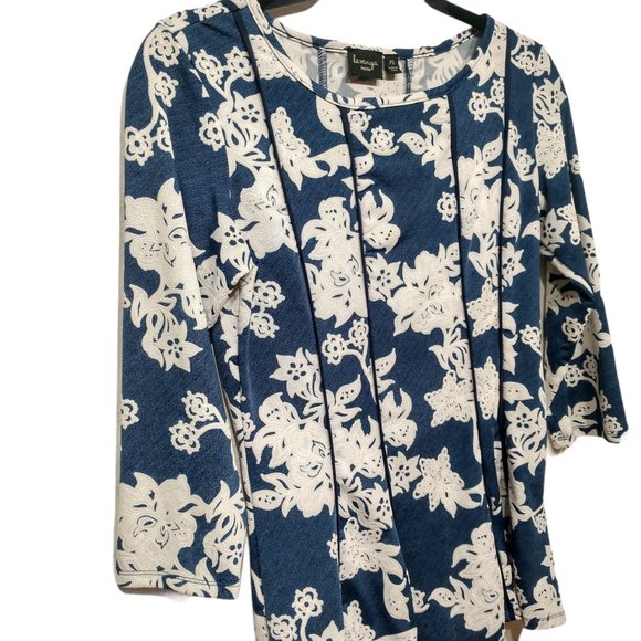 La Vanya Floral Ribbon Trim 3/4 Sleeve Top Size PS - Picture 5 of 13